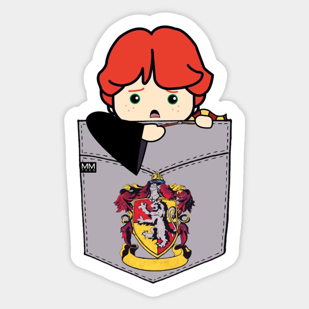 Scared Boy Red Head POUCHIE SHIRT - In Pocket Sticker by MMTees